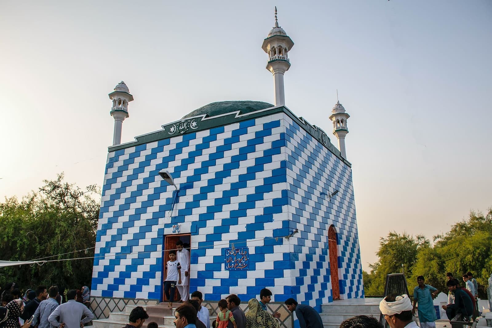 The blue and white tiled tomb of Heer and Ranjha in Jhang